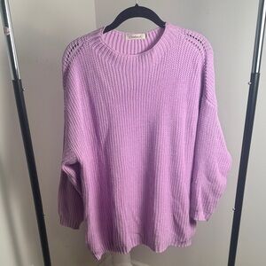 Cloud Walk Cozy Oversized Dropped Shoulder Slouchy Lilac Knit Sweater Size L